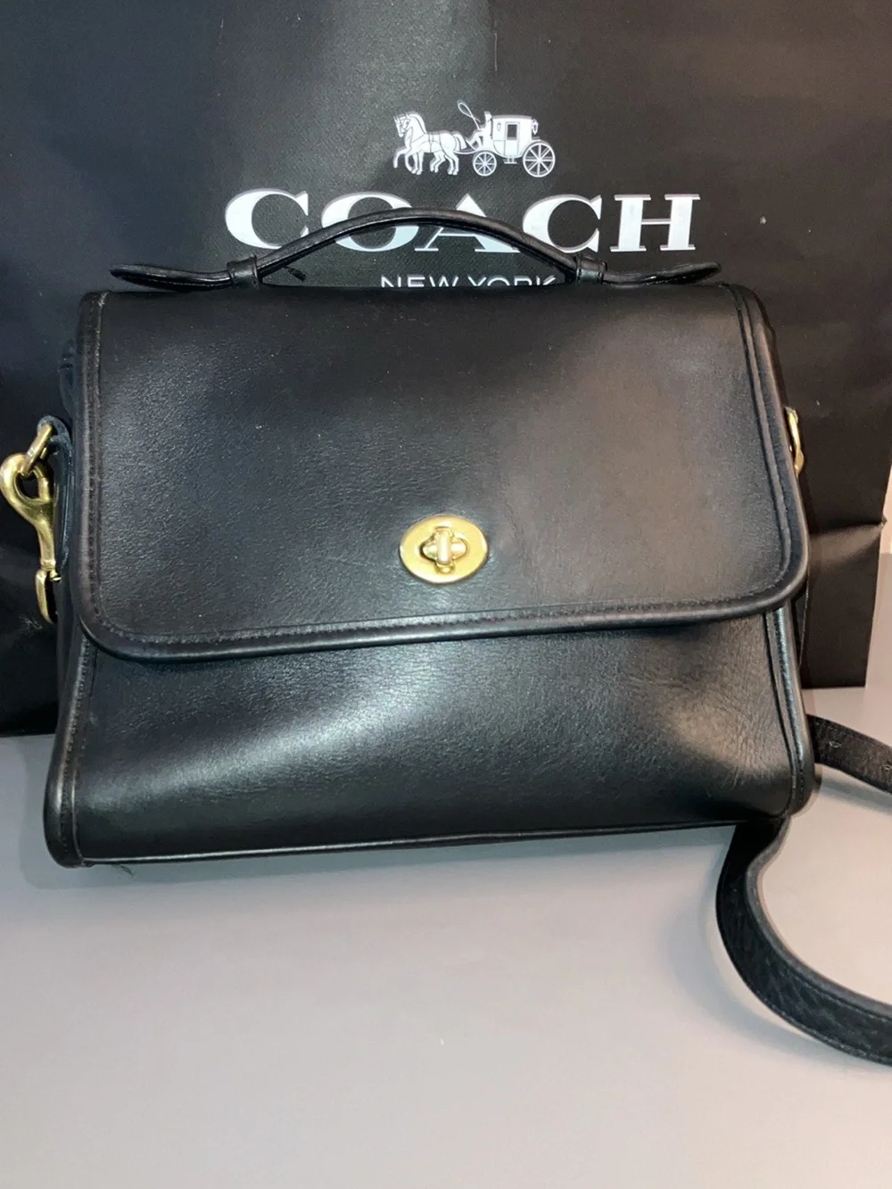 Coach Vintage Court 9870 Crossbody Bag Navy Blue
